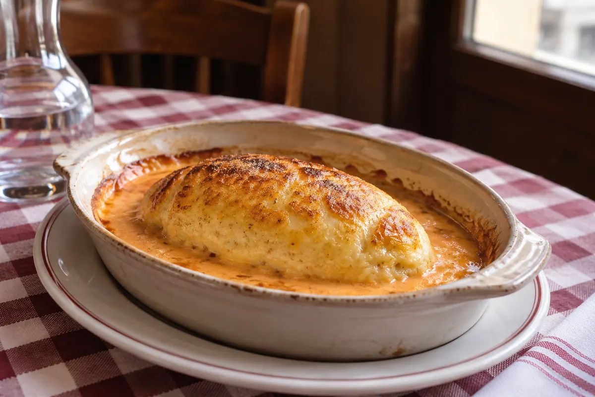 Überbackene Hechtquenelle mit Sauce Nantua